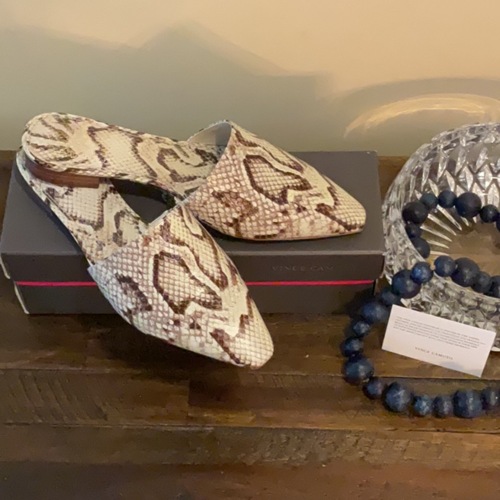 Vince Camuto Snake Embossed Flat Mules